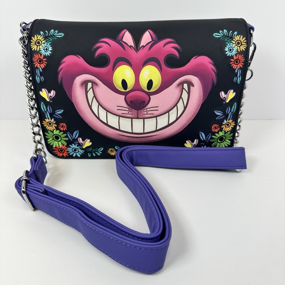 Disney‎ Loungefly Alice in Wonderland Cheshire Cat Floral Crossbody Bag NWT
